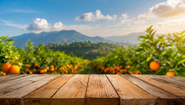 base de madeira em frente a planta&ccedil;&atilde;o de laranjas