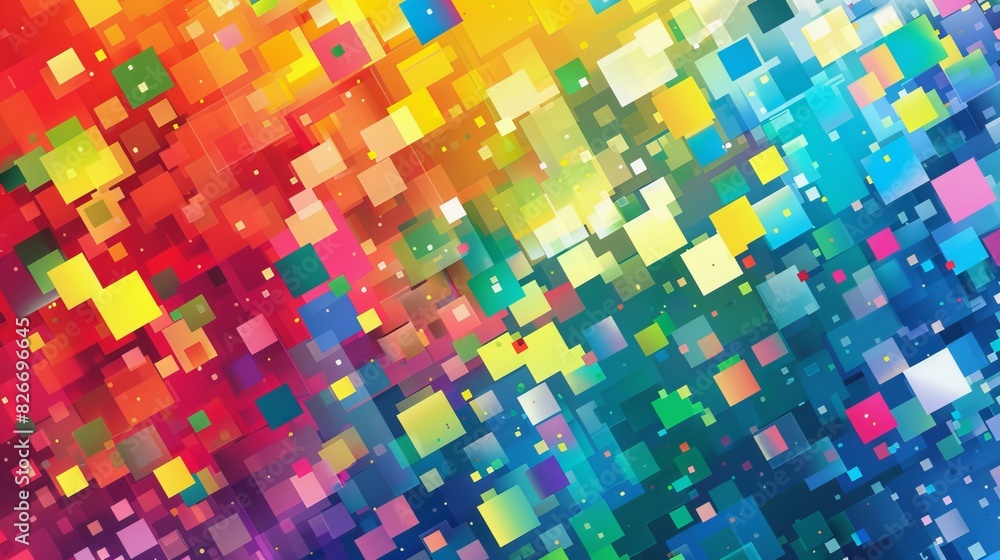 Poster vibrant abstract pop art pattern with colorful paint splashes and memphis style pixelated background