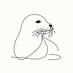 vector image white background seal lineart