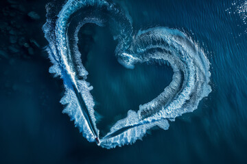 Speedboat Creating Heart Patterns on Lake
 - Powered by Adobe