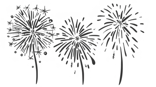Fireworks, hand drawn