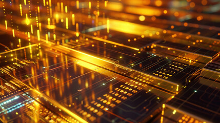 Obraz premium Shiny gold bars, financial graph, stock market, digital data