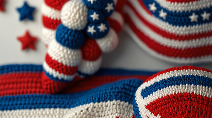 American Independence Day Celebration in Crochet Amigurumi Style.