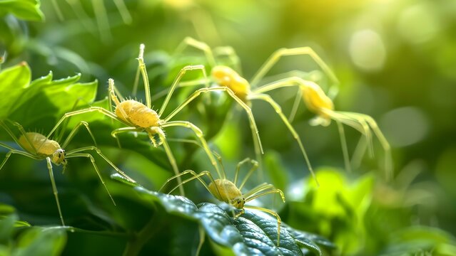 Combat spider mite infestation in houseplants using pest control techniques. Concept Spider Mites, Houseplants, Pest Control, Infestation, Combat