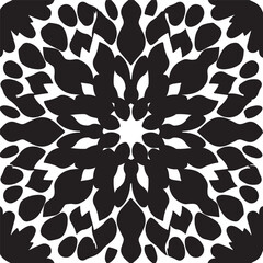 Black white silhouette flower geometrical art