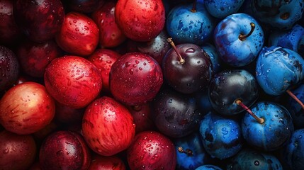 Plums that are red and blue