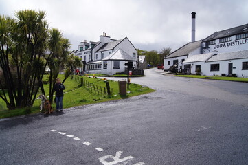 The Hotel and Whisky Distillery on the Hebridean Island of Jura, Craighouse, Scotland, UK