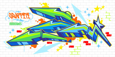 Fototapeta premium Cool Trendy Colorful Abstract Urban Street Art Graffiti Style Arrows Vector Illustration Template