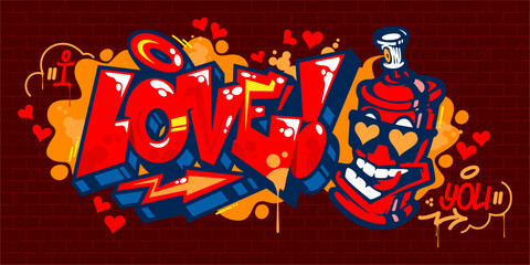 Cool Abstract Graffiti Style I Love You Lettering With Heart Art For Happy Valentines Day Or Wedding