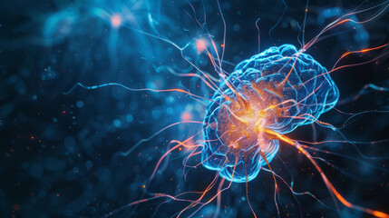 Neural network depicted artistically with glowing synapses and interconnected pathways