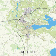 Fototapeta premium Kolding, Denmark map poster art