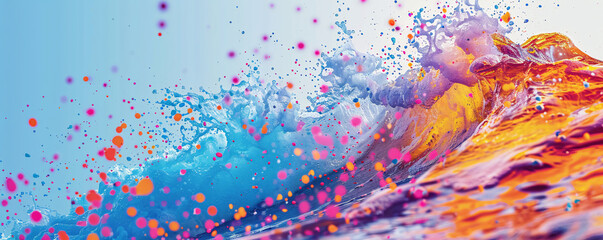 Colorful paint splash wave collision