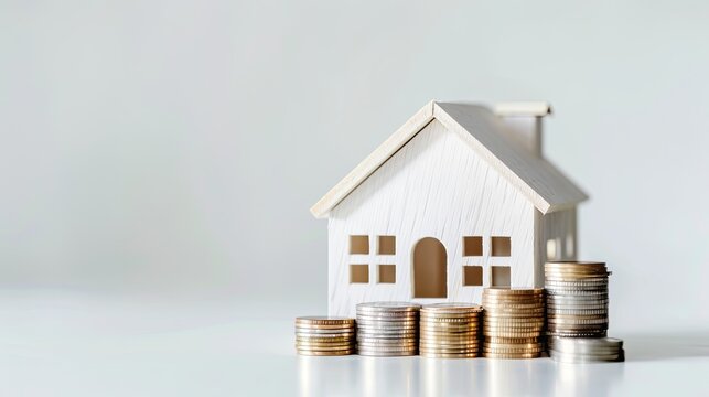 house model and row of coin money for finance , banking , money , saving concept - Powered by Adobe