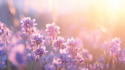 Obraz premium Sun-Kissed Wildflowers Basking In Golden Hour Light. Generative AI
