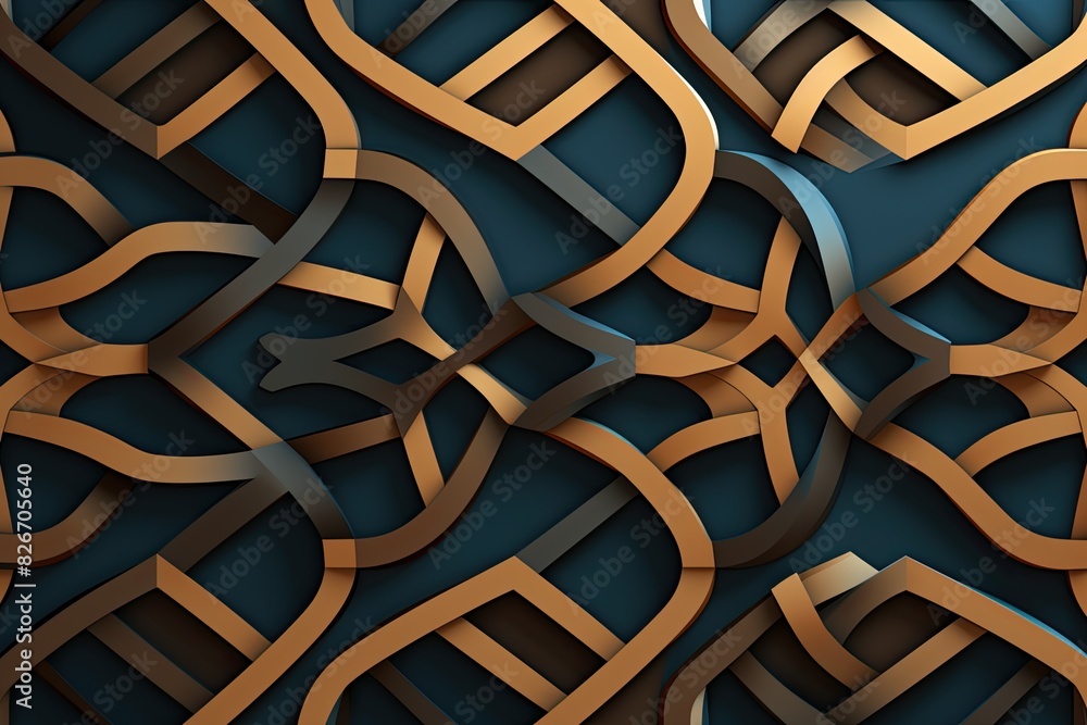 Poster a decorative wall with a pattern of intersecting lines, A decorative wall adorned with an intricate design of crisscrossing lines.