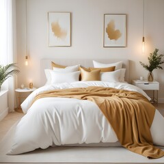 white and gold theme interior modern minimalism photo realism
