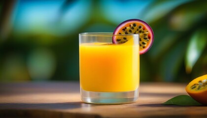 A Refreshing Close-Up of Tropical Passion Fruit Orange Juice