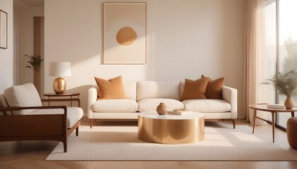 white and gold theme interior modern minimalism photo realism