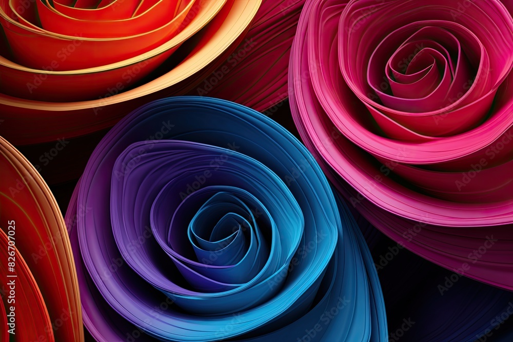 Aufkleber a spiral design with a black background, A spiral pattern set against a dark backdrop.