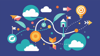 An artistic map of my dreams and aspirations drawn out with arrows and bubbles to depict the different paths and connections.. Vector illustration