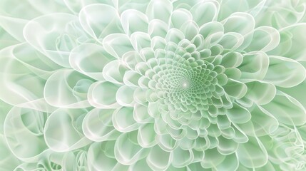 Infinite downward background featuring intricate flower like pattern expanding towards the center in light green and white hues
