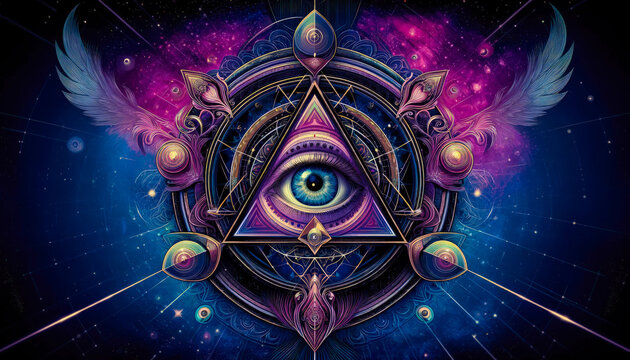Complex And Mystical Illustration Featuring A Third Eye Within A Triangle Symbolizing The Third Eye Ai Generated
