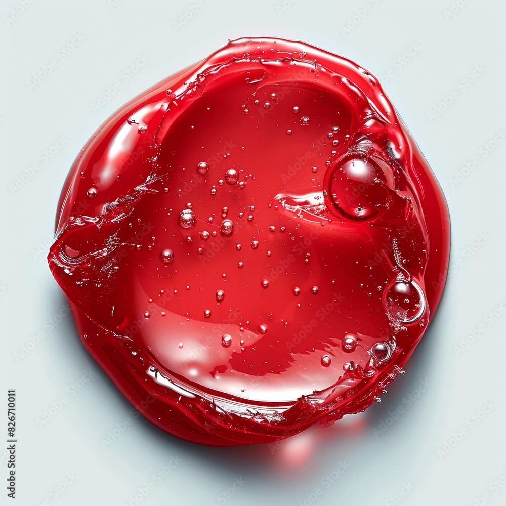 Poster a vivid red liquid creates mesmerizing patterns on a shiny surface, capturing purity and freshness