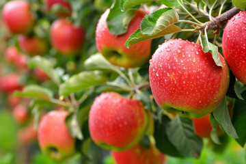 Obraz premium Apples tree water drops