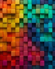 Multicolored Abstract Geometric Cube Pattern With Vibrant Textures. Generative AI