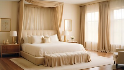 white and gold theme interior modern minimalism photo realism