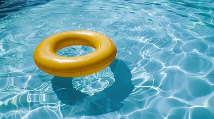 A yellow rubber ring floats in a pool of water