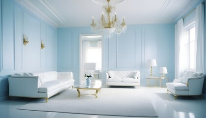 white and gold theme interior modern minimalism photo realism