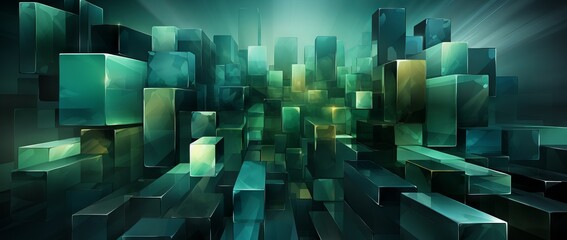 Abstract technology digital hi tech concept with green squares