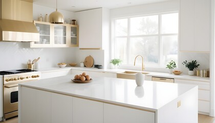 Fototapeta premium white and gold theme interior modern minimalism photo realism