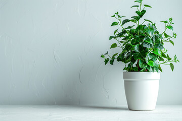 green plant from a pot with ground on a white background