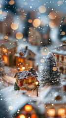 winter miniature town, christmas concept, created with generative AI technology