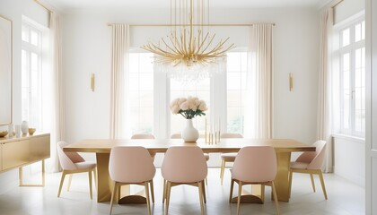 Fototapeta premium white and gold theme interior modern minimalism photo realism