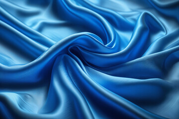 Obraz premium A close-up view of blue satin fabric with a smooth texture, showcasing its shiny and luxurious appearance.