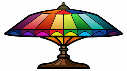 An ornate stained glass lamp featuring a spectrum of colors perfect for providing theutic light to a reading nook.. Vector illustration
