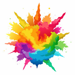 Multicolor powder explosion on White background	