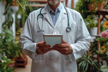 Telemedicine practitioner providing remote medical consultations via digital platforms. Concept of virtual healthcare delivery. Generative Ai.