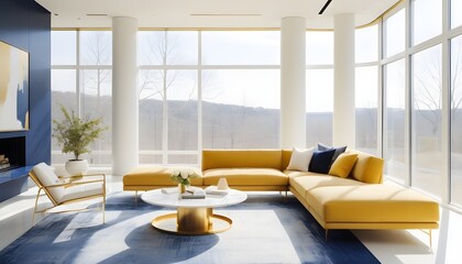 white and gold theme interior modern minimalism photo realism