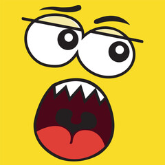 Naklejka premium Happy cartoon faces with different expressions. Different facial expressions, vector illustrations