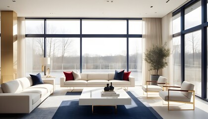 Fototapeta premium white and gold theme interior modern minimalism photo realism