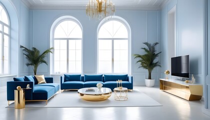 white and gold theme interior modern minimalism photo realism