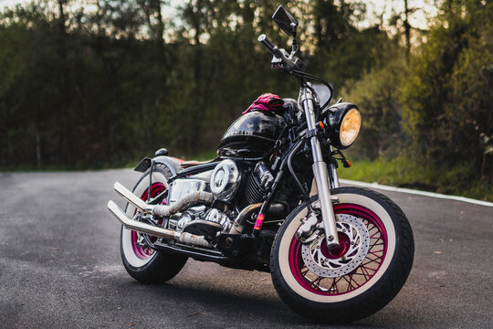 Motorcycle Parked on Side of Road