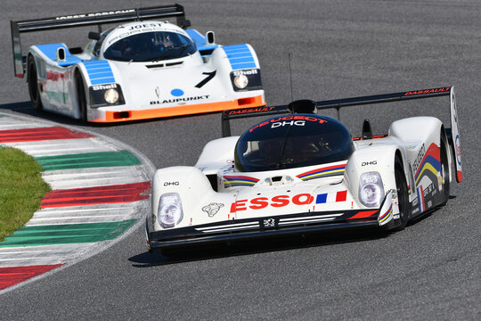 Scarperia, 5 April 2024: Peugeot 905 Evo 1 Bis group C year 1991 in action during Mugello Classic 2024 at Mugello Circuit in Italy.