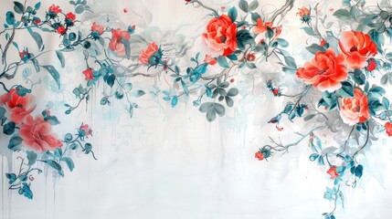 Elegant Floral Pattern on a White Backdrop