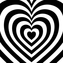 Heart Tunnel background. Black white heart tunnel. Love backdrop. Black white contrast wallpaper, love theme, romantic print. Valentines Day abstract background. Hypnotic heart, optical illusion.