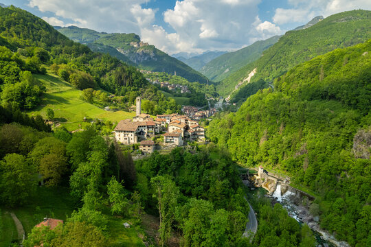 Aerial view of Cornello dei Tasso - enchanting old village